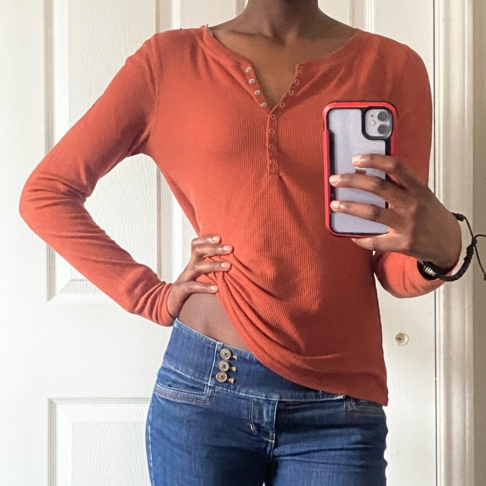 Women's Orange Long Sleeve Top